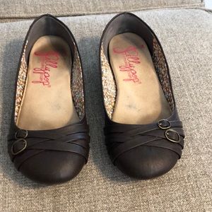 Jellypop dark brown slip on flats, 7.5
